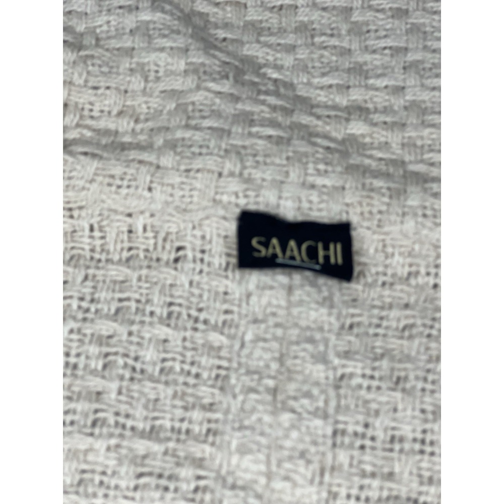 SAACHI Beige Woven Basket Weave Shawl Wrap for Women, Textured Scarf Shawl/Wrap - Picture 4 of 5